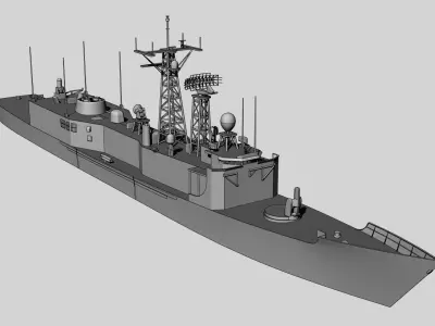FFG7 Oliver Hazard Perry class frigate Low-poly 3D model