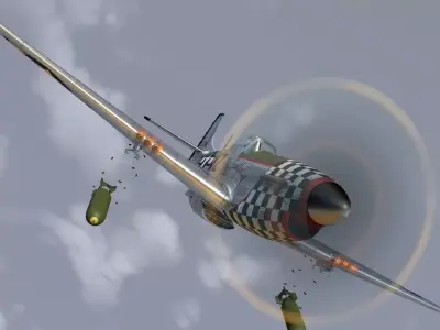 Mustang P-51 D in flight 3D model