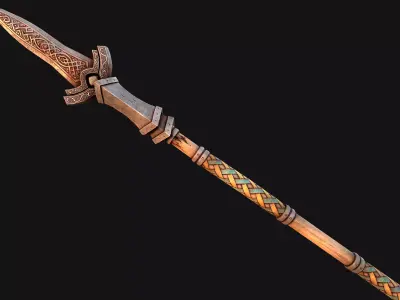 Medieval Wooden Spear Armory Weapon Low-poly 3D model