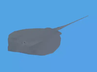 Low Poly Cartoon Stingray Low-poly 3D model