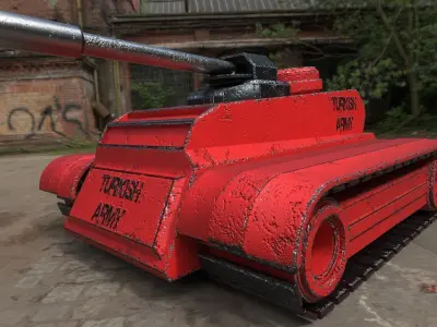 3D Turkish Army Low Poly Tank - Turkiye Armali Dusuk Poli Tank Low-poly 3D model