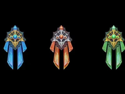 Crystal Battle-Gloves Low-poly 3D model