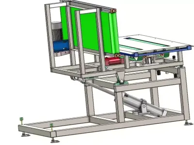 Hydraulic Cylinder Operated Tilting Platform with Belt Conveyor 3D model