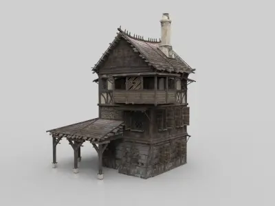 Medieval house fantasy 06 Low-poly 3D model