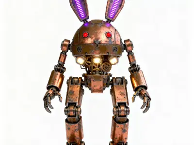 Realistic Cyberpunk Easter Rabbit Mech 3D Model Low-poly 3D model