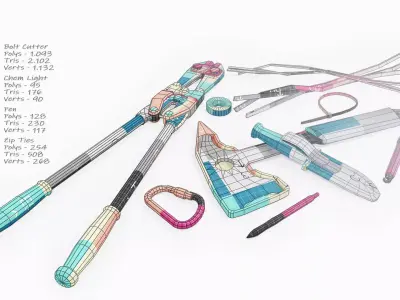 Tools Equipment Gear Low-poly 3D model