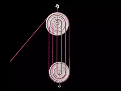 Mechanical Pulley Animated 7 3D model