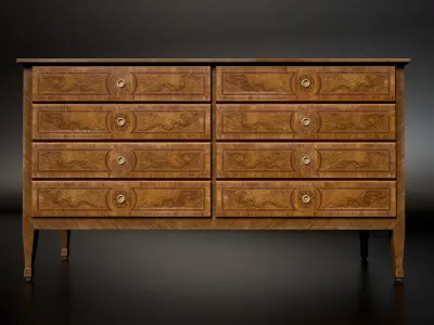Antique Burl Wood Dresser - High-Quality PBR Low-poly 3D model