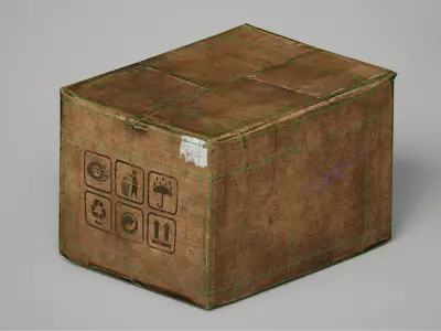 Realistic Dirty Cardboard Low-poly 3D model