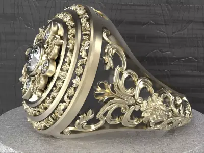 floral ring 3D print model