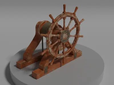 Ship Steering Wheel Low-poly 3D model