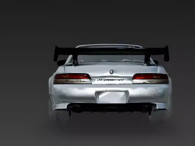 Realistic 90s Japanese Drift Car 3d model Low-poly 3D model