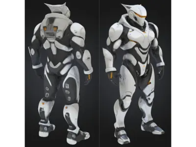 Feline Inspired Sci Fi Android Low-poly 3D model