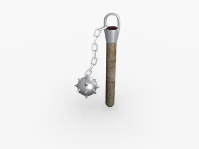 Flail wooden stick with ball 3D model