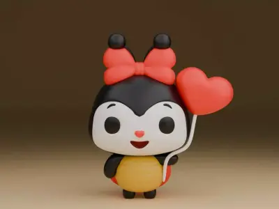 Valentine ladybug 01 3D print model