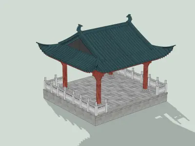 Traditional Chinese Opera Stage Low-poly 3D model