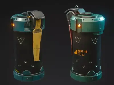 Grenade Game-Ready launcher Low-poly 3D model