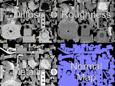Industrial Mechanical Component Model Pack Low-poly 3D model