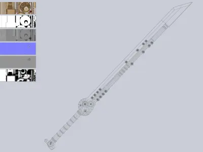 Steampunk blade Low-poly 3D model buy