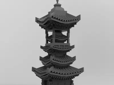 Stylized Chinese tower 5  3D model