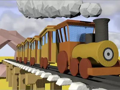Cartoon Animated Train 3D model