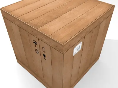 wooden box lowpoly Low-poly 3D model