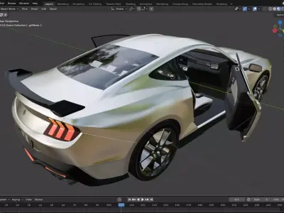 Mustang  dark hoarse  Low-poly 3D model