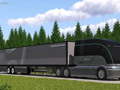 Hydrogen Concept Semi Truck Hyundai HDC-6 with Trailer 3D model