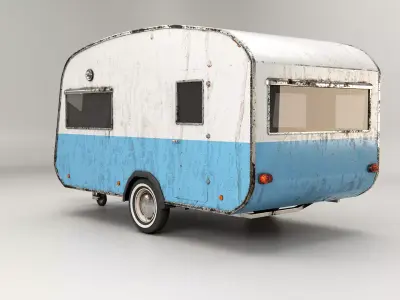 Aged Classic Vintage Camping Caravan Low-poly 3D model