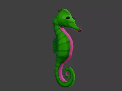 low poly seahorse with multiple different coloured textures  Low-poly 3D model