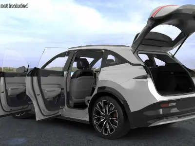 Zeekr 7X Modern Pearl White Crossover Rigged for Cinema 4D 3D model