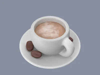Coffee Cup and Beans 3D model