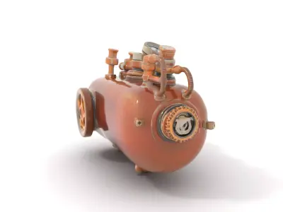 Steampunk Boiler and Gauge Model Pack Low-poly 3D model
