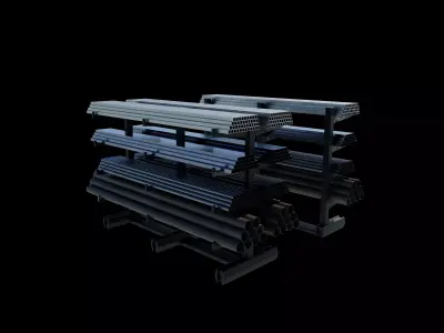 Steel storage rack with pipe 3D model