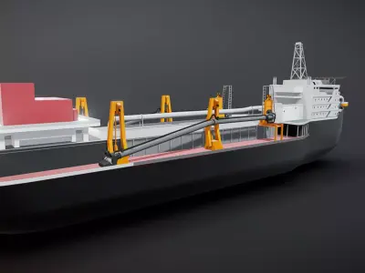 Loading sand and gravel transport ship Low-poly 3D model