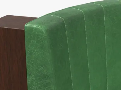 Curved Restaurant Booth Sofa with Wood Panel 3D model