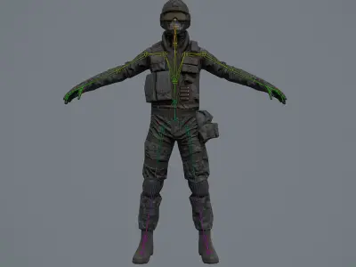 9 armed fighters in camouflage Free 3D model