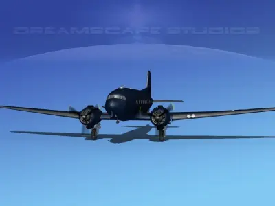 Douglas R-4D Dakota US Navy V4 3D model