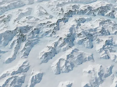 Alaskan Winter Mountain Range PBR Terrain 3D model