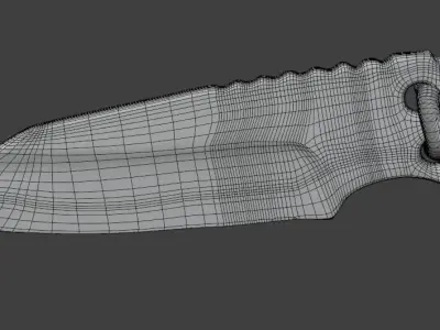 Knife with Rope Grip 3D Model 3D model