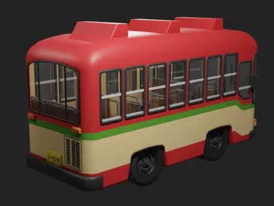 Red Thai bus cartoon 3D model