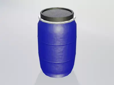 Plastic Open Head Drum 220L Low-poly 3D model