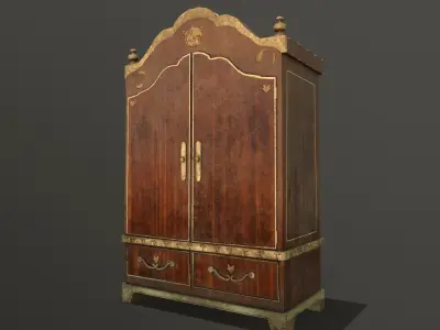  Old dusty closet covered in ivy  - 2 versions Low-poly 3D model