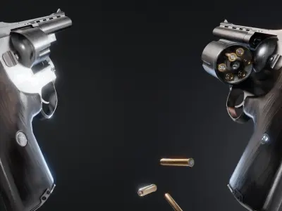 Revolver 357 Magnum Game Ready Low-poly 3D model