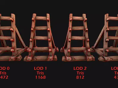 Weapon Rack for Dagger Knife Sword Medieval Furniture Armory Low-poly 3D model