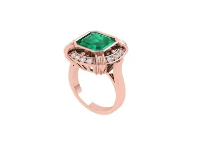 Asscher Art Deco Ring 3D print model 3