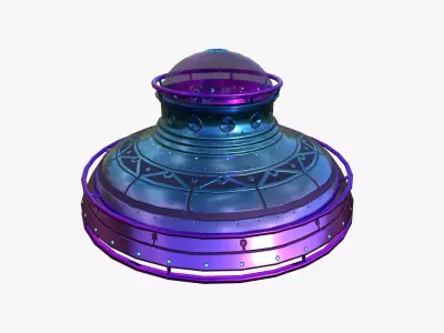 Alien Spaceship UFO F04 Purple Blue - Sci Fi Spacecraft Design Low-poly 3D model
