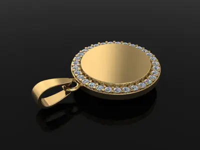 ROUND DIAMOND DOGTAG ID FRAME PENDANT LARGE 3D print model
