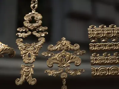carved decorations collection 3D model