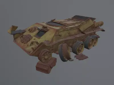 destroyed vehicles pack Low-poly 3D model